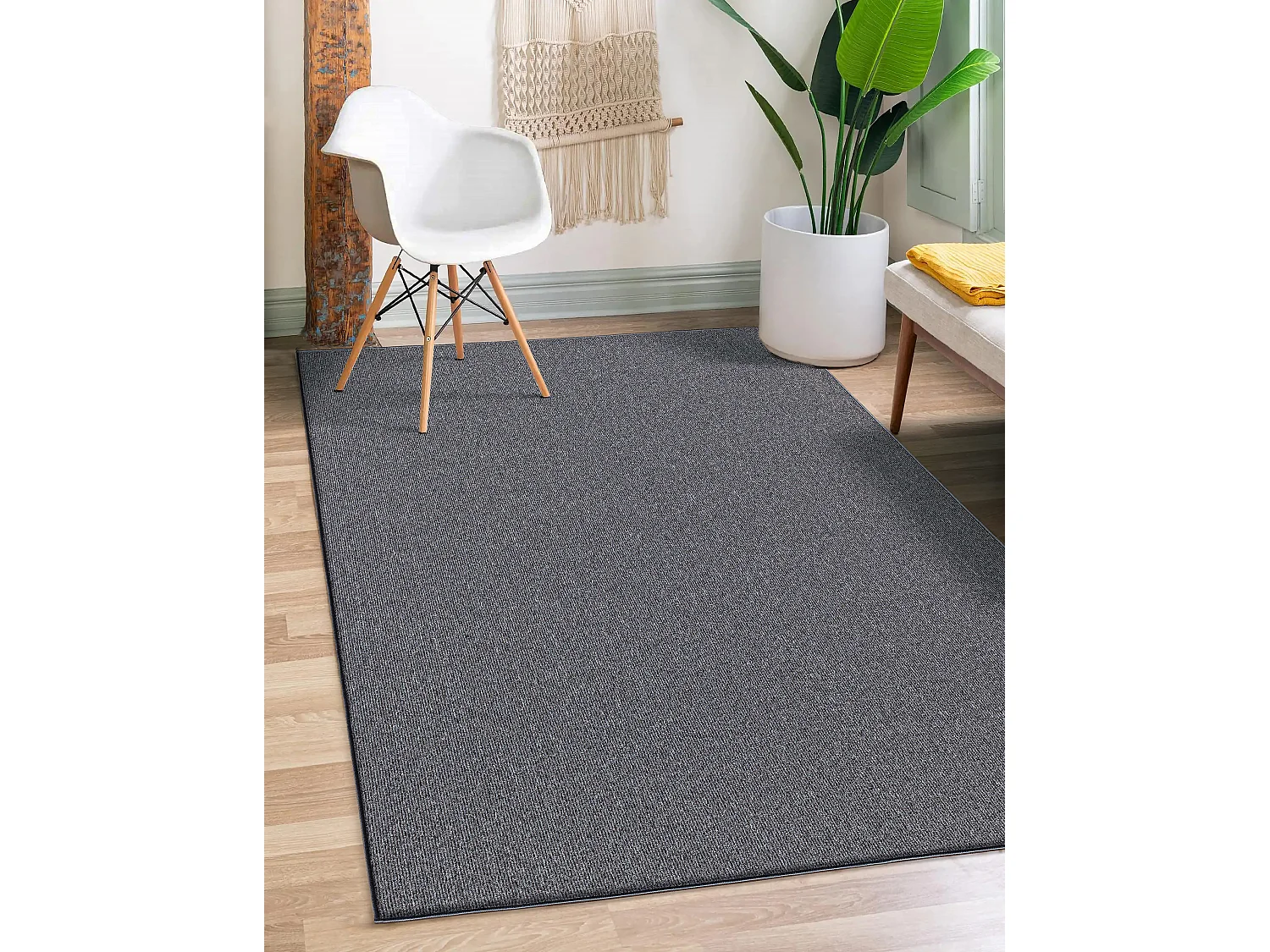 Tapis Natal moderne uni anti-salissures, Anthracite, 160 x 230 cm