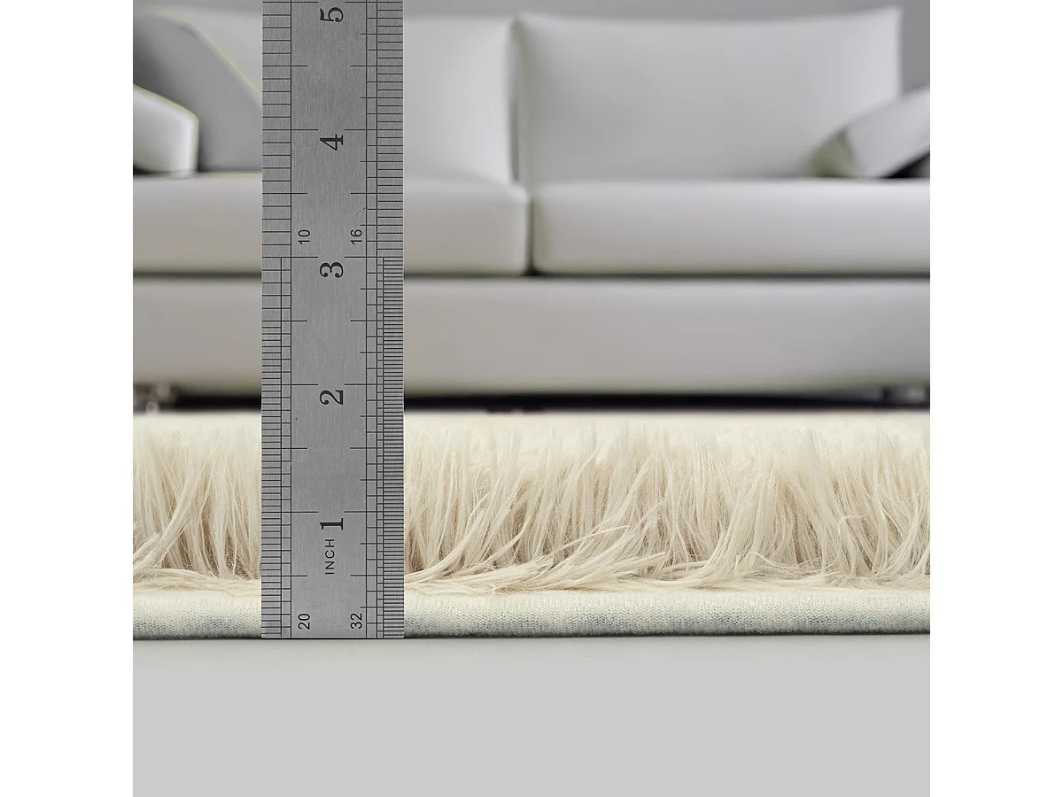 Tapis Soft Shaggy Poils Long Antidérapant, Beige, 200x280 cm