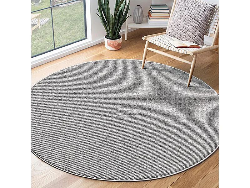 Tapijt Natal modern uni, vuilafstotend, Grijs, 80 cm rond