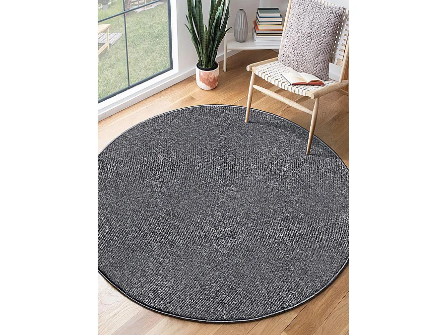 Tapis Natal moderne uni anti-salissures, Anthracite, 133 cm rond