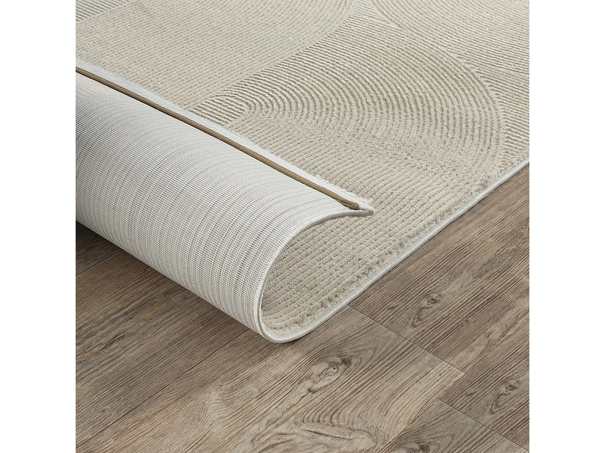 Tapis Lima design salon Moderne Art Curve Durable, Beige clair, 160 x 230 cm
