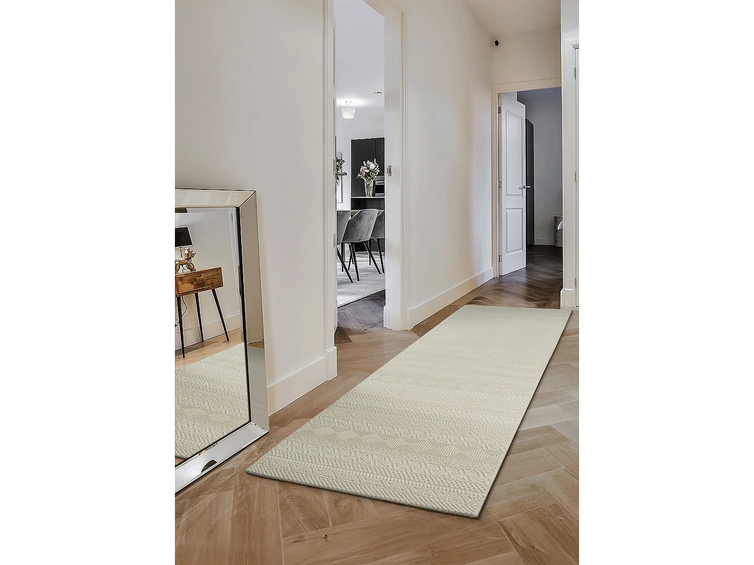 Teppich Lima Design Moderner Stil Uni Robust, Creme, 80 x 300 cm