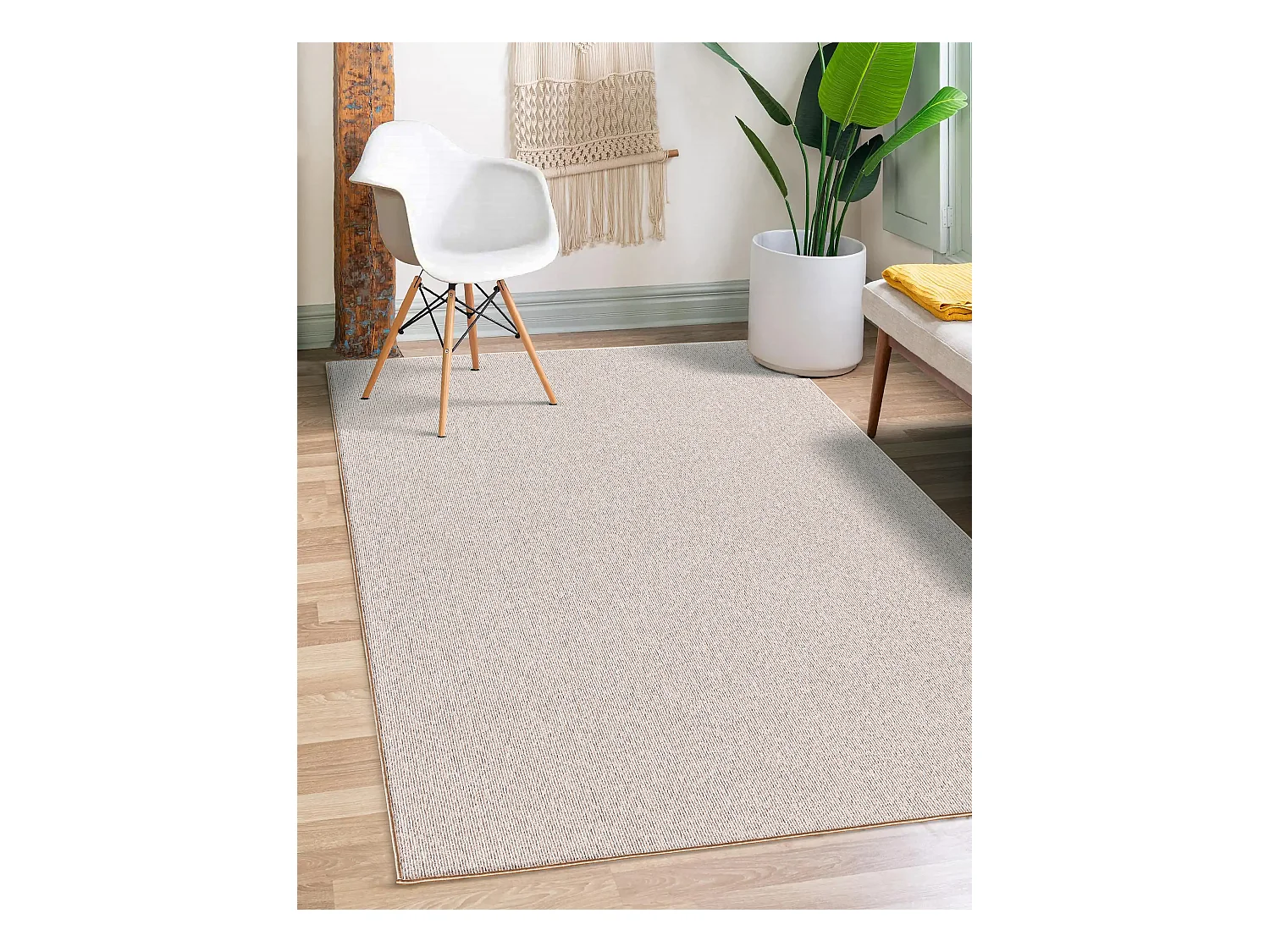 Tapis Natal moderne uni anti-salissures, Beige, 200 x 290 cm