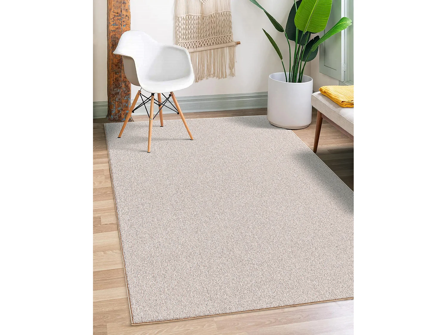 Tapis Natal moderne uni anti-salissures, Beige, 200 x 290 cm
