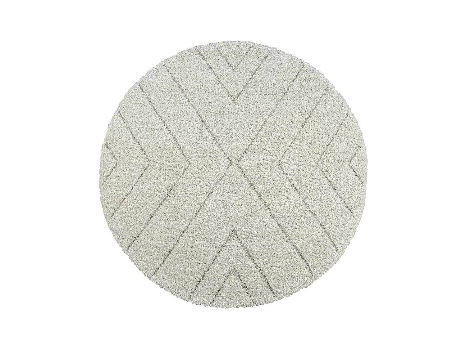 Tapis Bahar Shaggy motif triangle, Crème, 160 cm Rond
