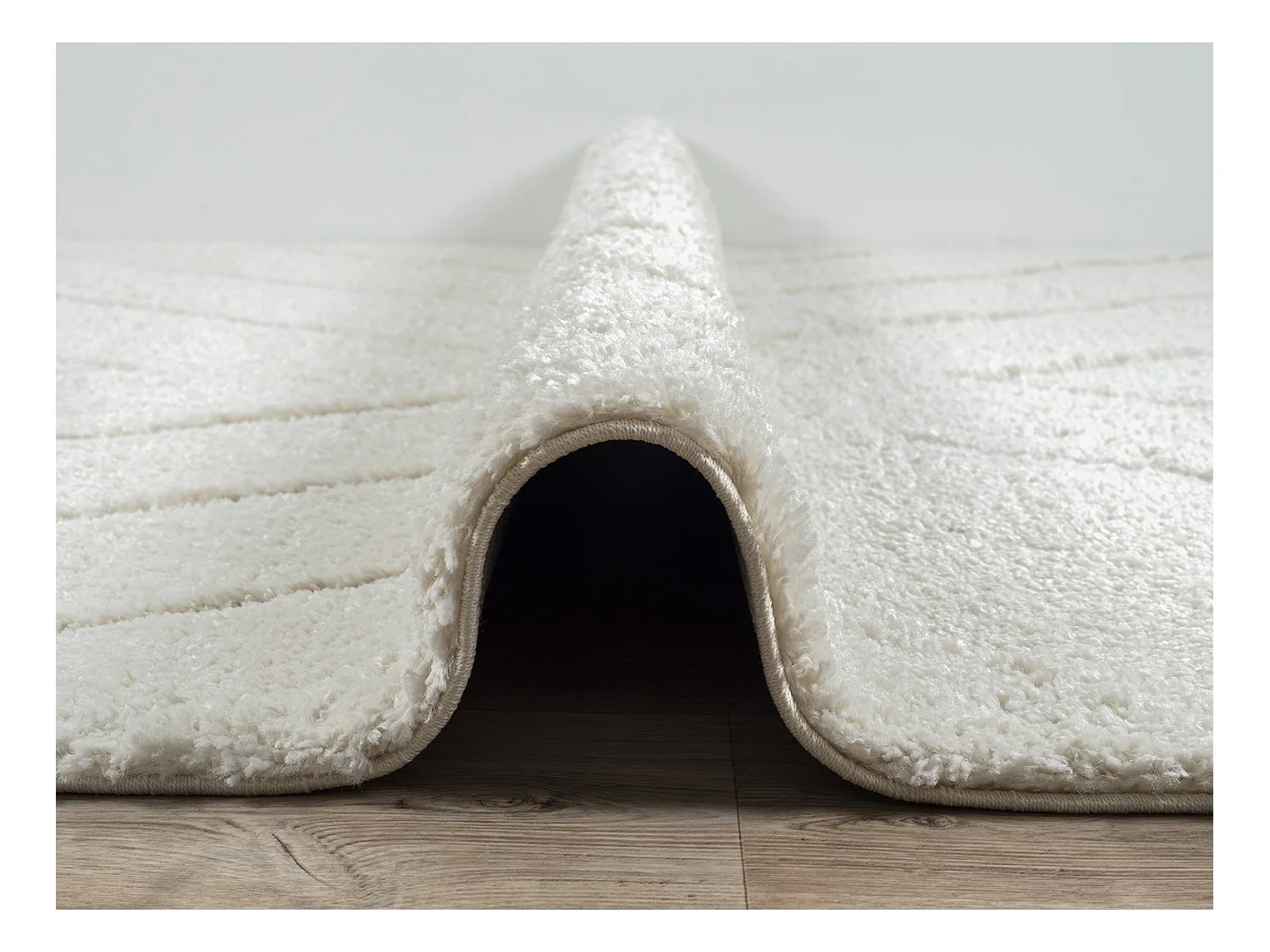 Tapis Bahar Shaggy motif triangle, Crème, 160 cm Rond