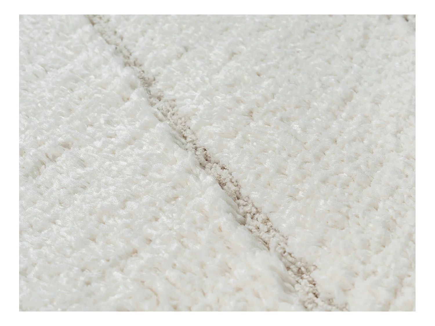 Tapis Bahar Shaggy motif triangle, Crème, 160 cm Rond