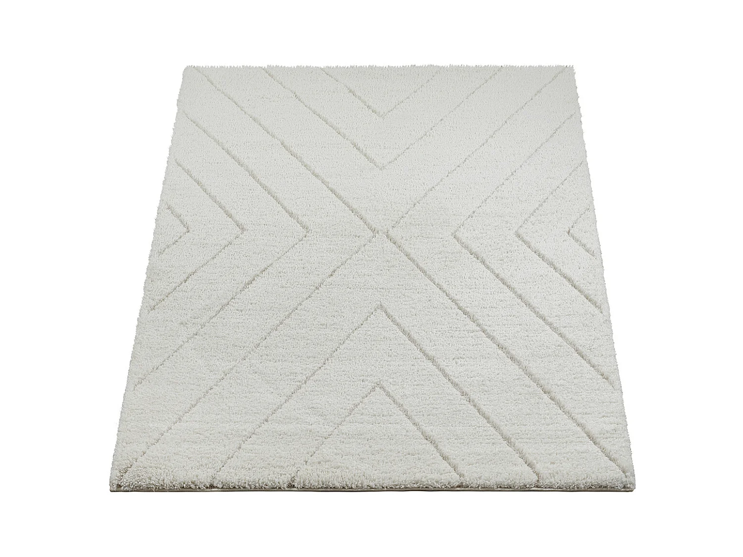 Dywan Bahar Shaggy wzór trójkątów, kremowy, 140 x 200 cm