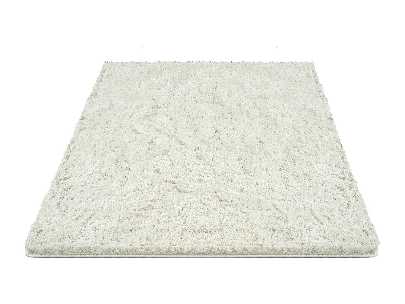 Tapis Soft Shaggy Poils Long Antidérapant, Crème, 160x220 cm