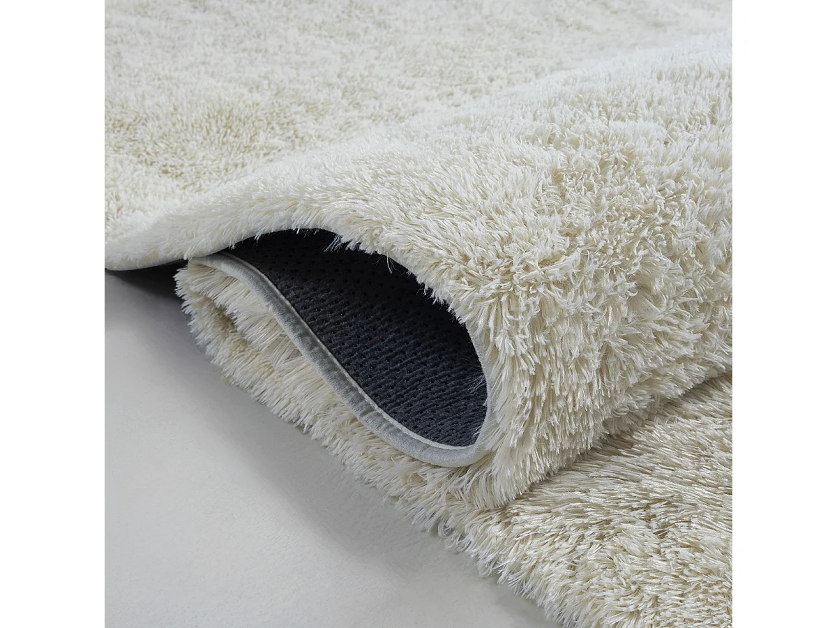 Tapis Soft Shaggy Poils Long Antidérapant, Crème, 160x220 cm