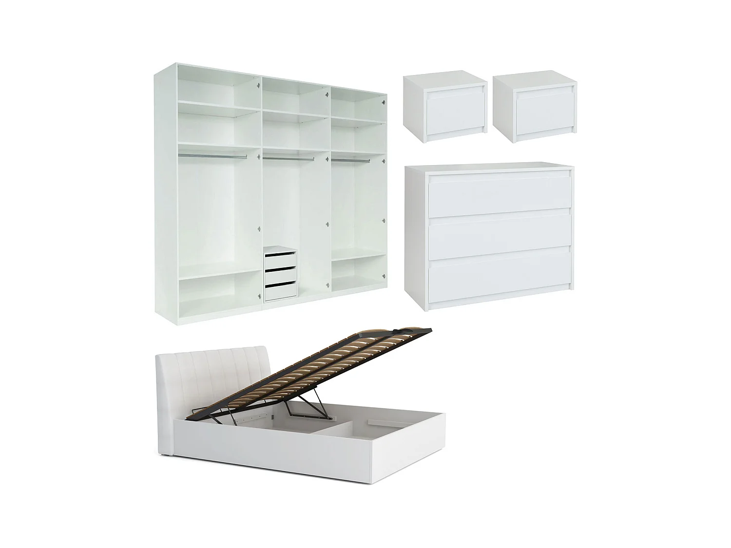 SCHLAFZIMMER-SET Italia Weiß matt / weiß hochglanz 6-teilig