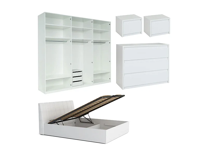 SCHLAFZIMMER-SET Italia Weiß matt / weiß hochglanz 6-teilig