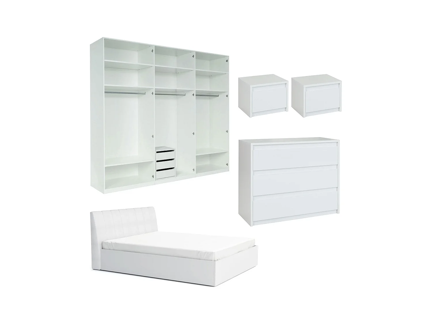 SCHLAFZIMMER-SET Italia Weiß matt / weiß hochglanz 5-teilig