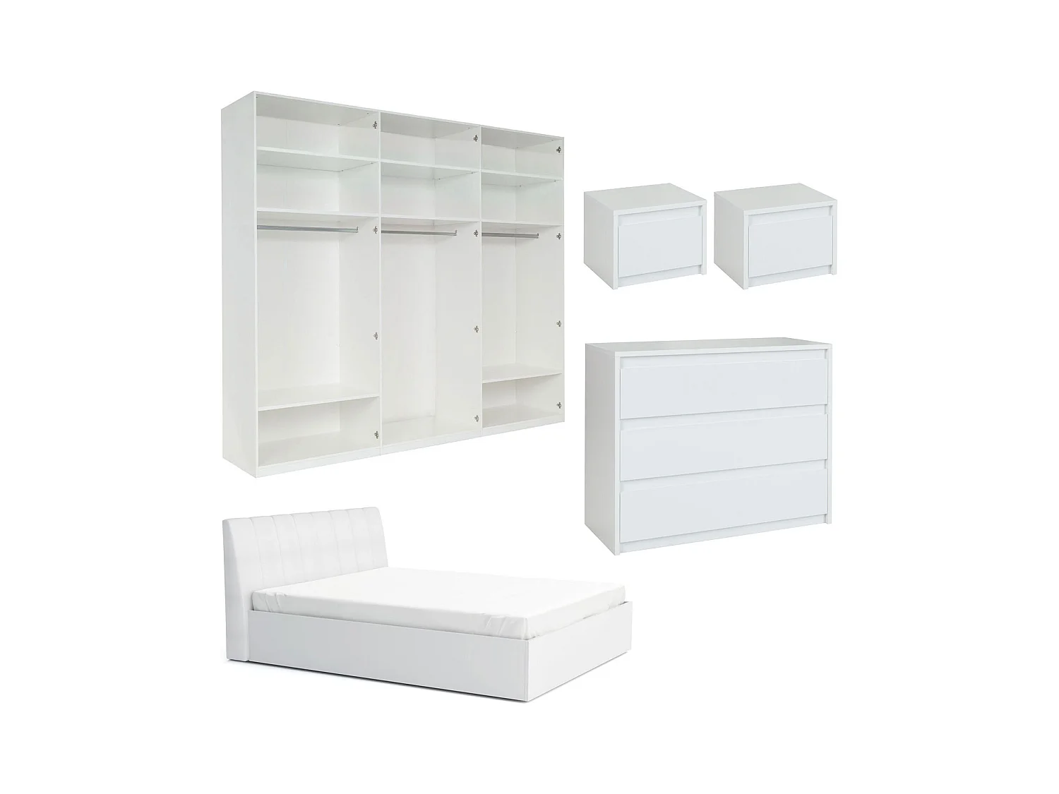 SCHLAFZIMMER-SET Italia Weiß matt / weiß hochglanz 5-teilig