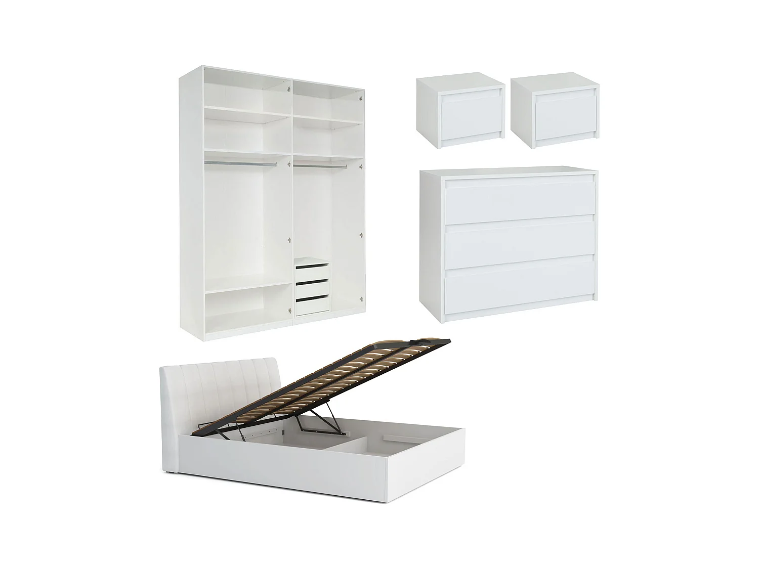 SCHLAFZIMMER-SET Italia Weiß matt / weiß hochglanz 6-teilig