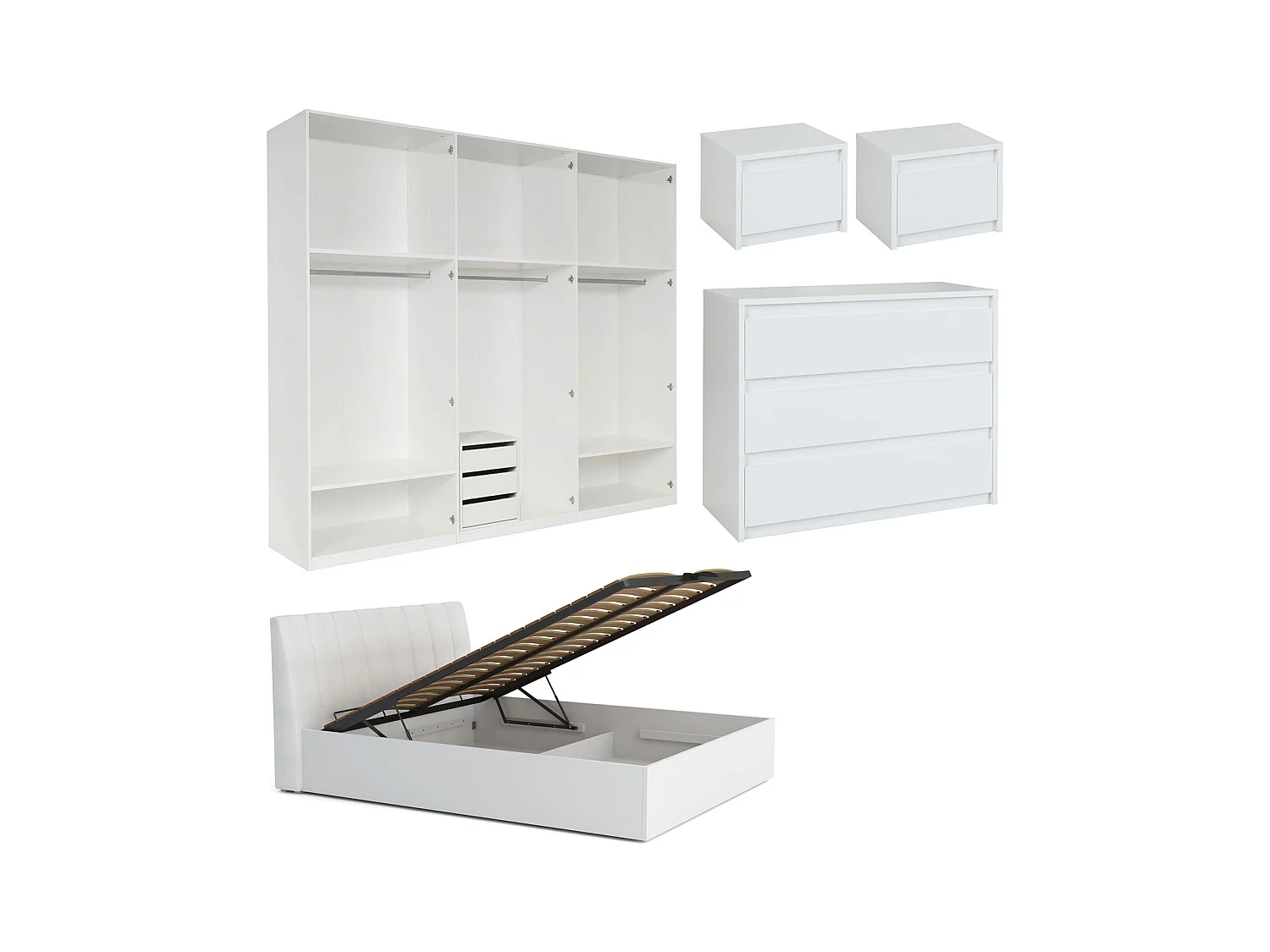 SCHLAFZIMMER-SET Italia Weiß matt / weiß hochglanz 6-teilig