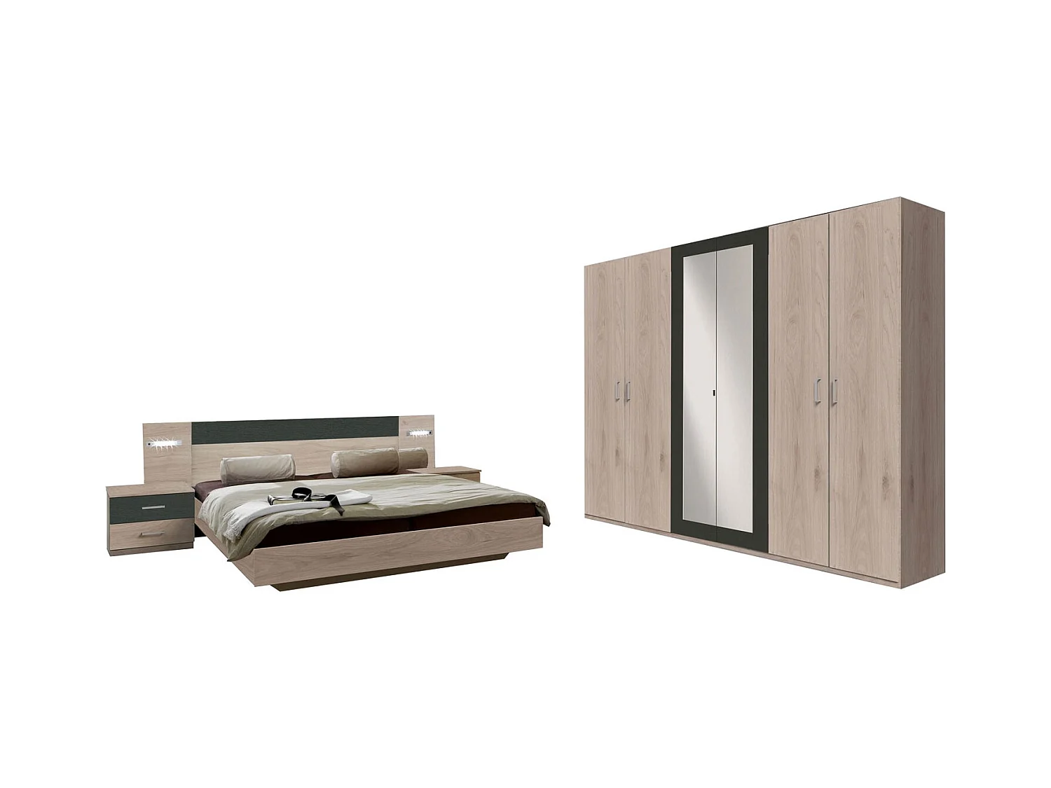 SCHLAFZIMMER SET 4-teilig Angie Hickory Eiche / graphit 554 / 210 /210cm