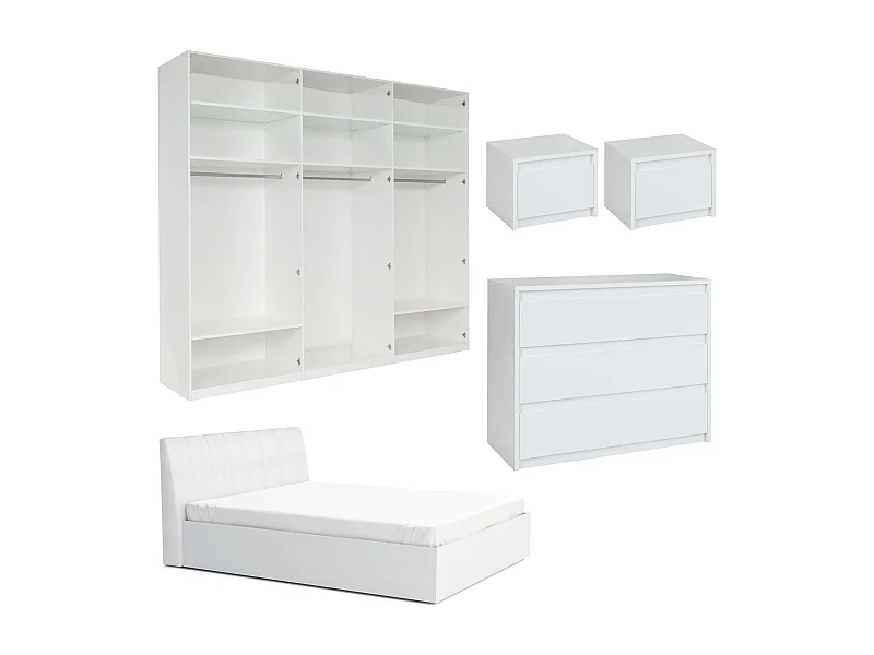 SCHLAFZIMMER-SET Italia Weiß matt / weiß hochglanz 5-teilig