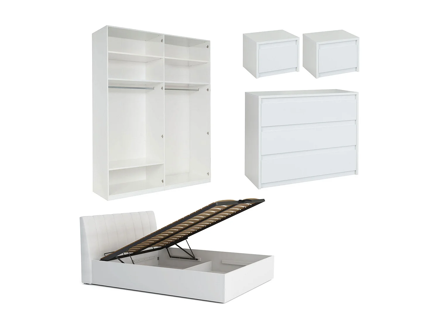 SCHLAFZIMMER-SET Italia Weiß matt / weiß hochglanz 6-teilig