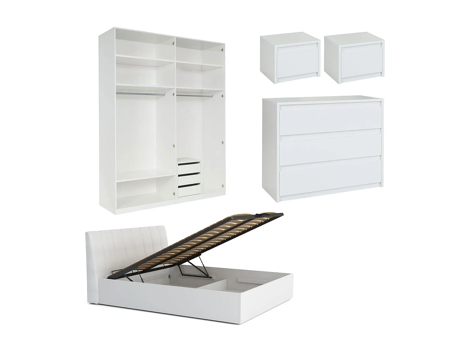 SCHLAFZIMMER-SET Italia Weiß matt / weiß hochglanz 6-teilig