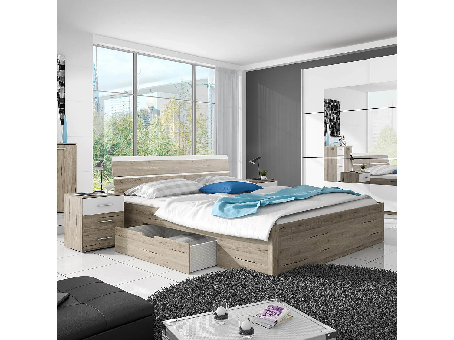 BETT Bilbao Eiche Sanremo weiß 3-teilig