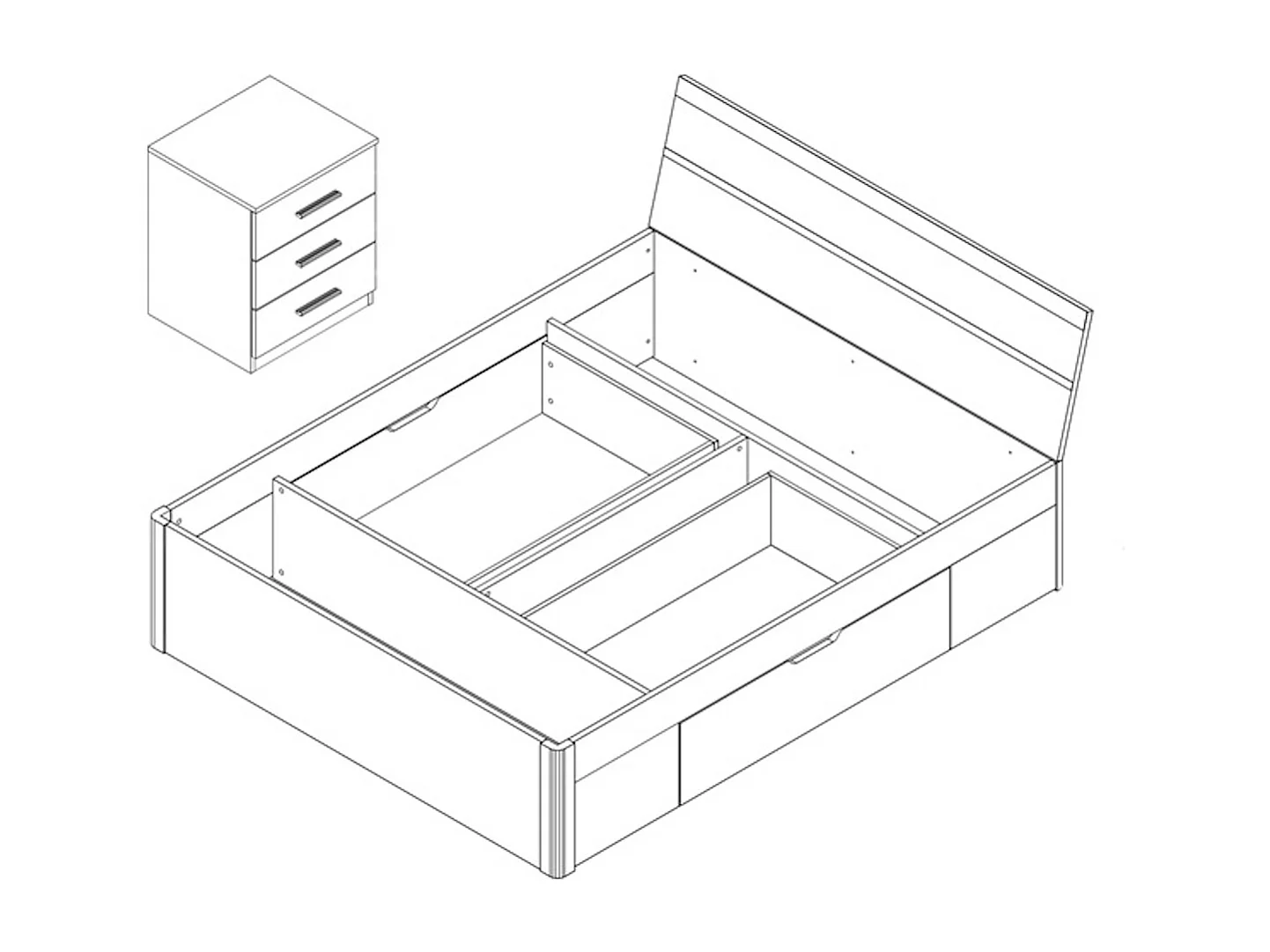 BETT Bilbao Eiche Sanremo weiß 3-teilig