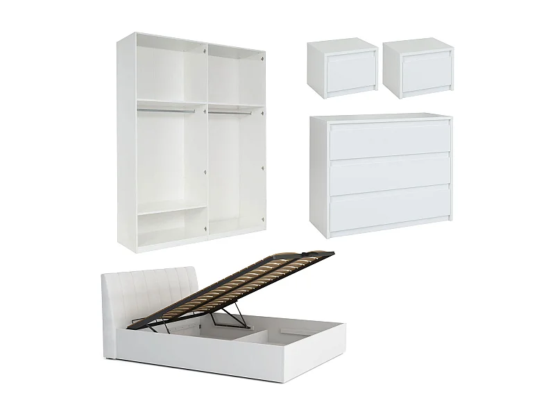 SCHLAFZIMMER-SET Italia Weiß matt / weiß hochglanz 6-teilig