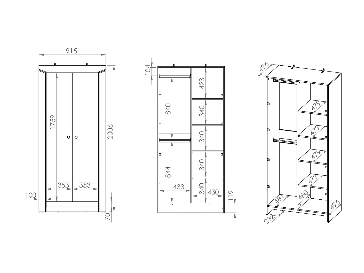 JUGENZIMMER-SET Terni silbergrau 5-teilig