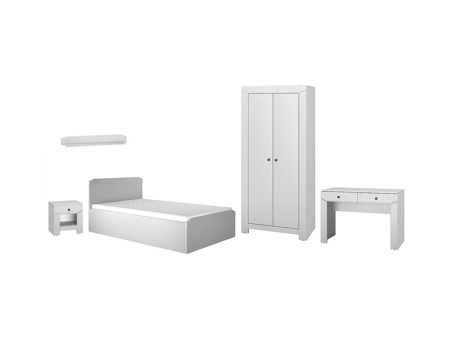JUGENZIMMER-SET Terni silbergrau 5-teilig