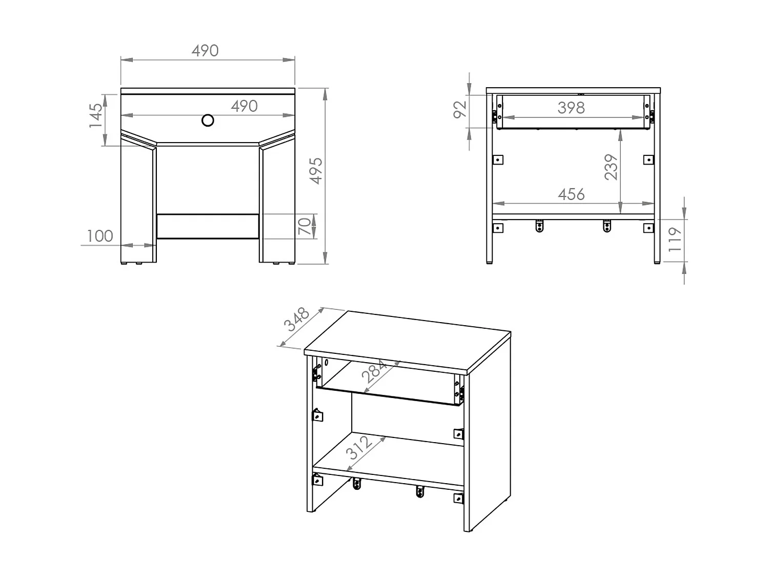 JUGENZIMMER-SET Terni silbergrau 5-teilig