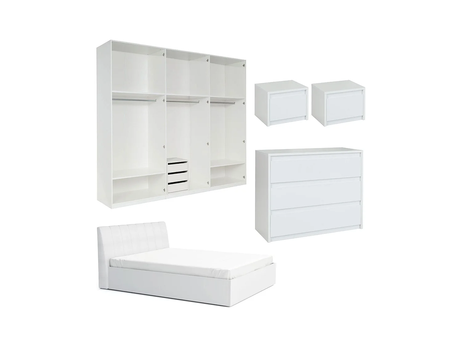 SCHLAFZIMMER-SET Italia Weiß matt / weiß hochglanz 5-teilig