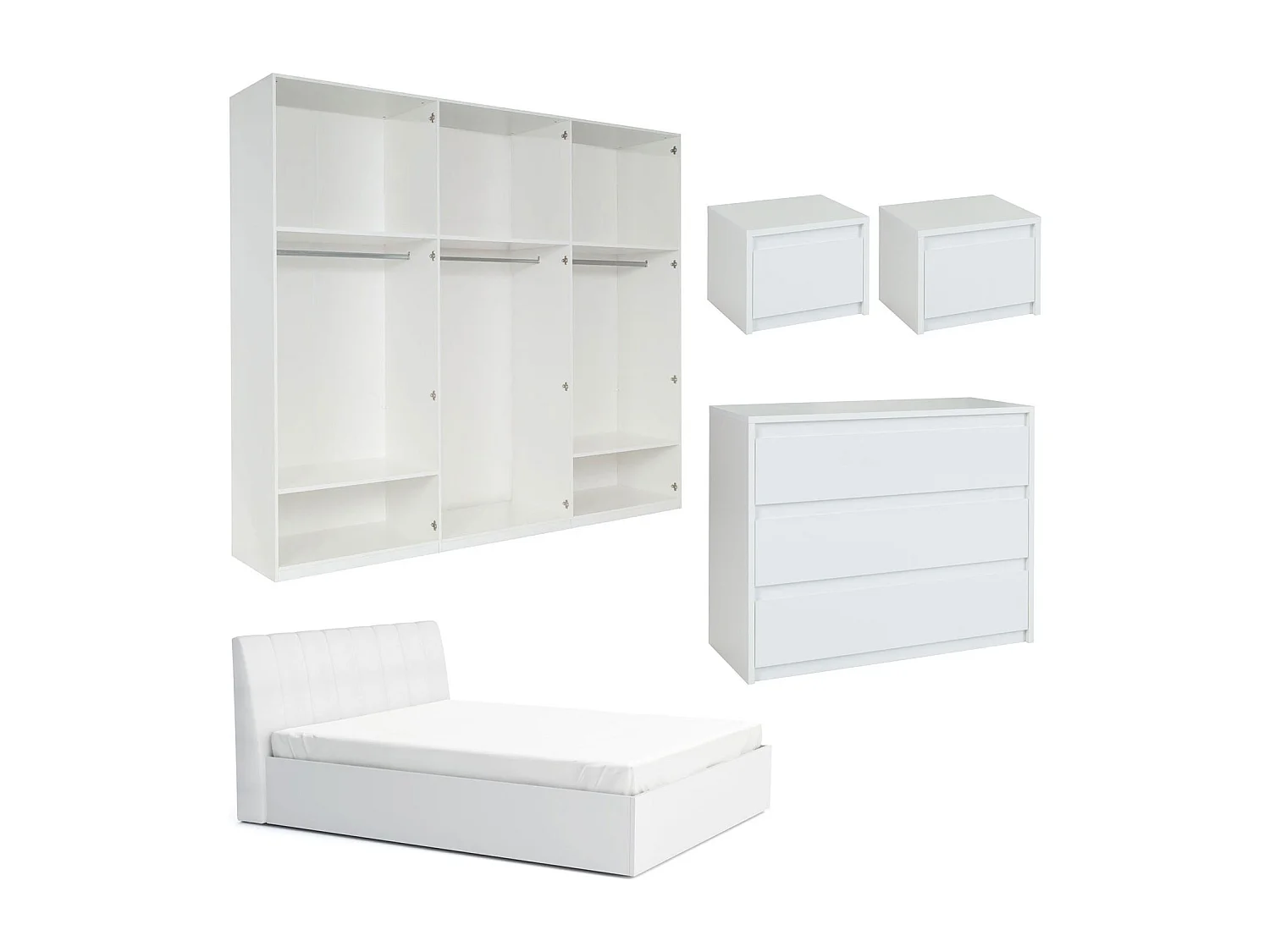 SCHLAFZIMMER-SET Italia Weiß matt / weiß hochglanz 5-teilig