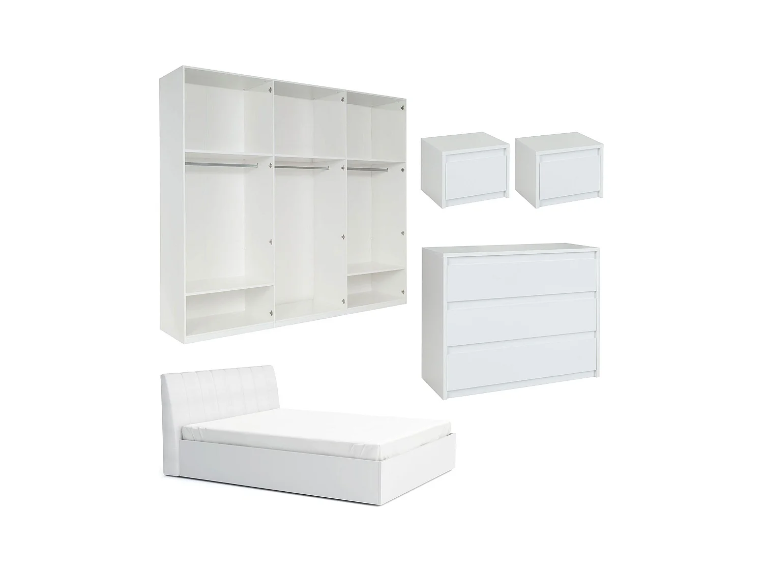 SCHLAFZIMMER-SET Italia Weiß matt / weiß hochglanz 5-teilig