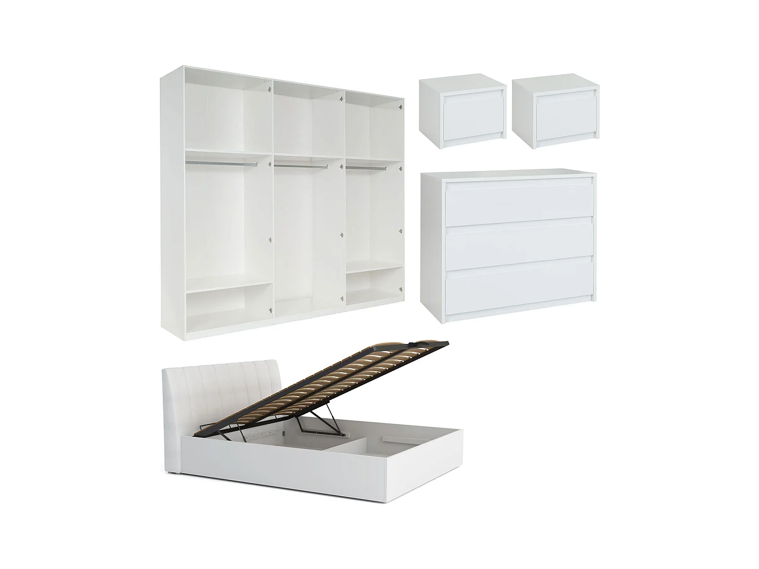 SCHLAFZIMMER-SET Italia Weiß matt / weiß hochglanz 6-teilig