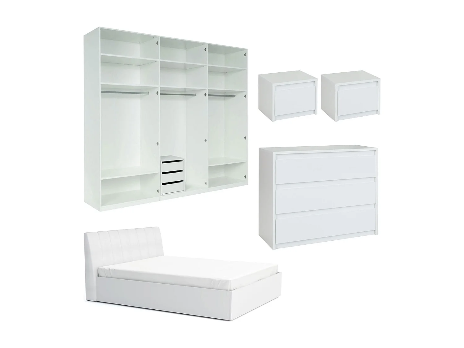 SCHLAFZIMMER-SET Italia Weiß matt / weiß hochglanz 5-teilig