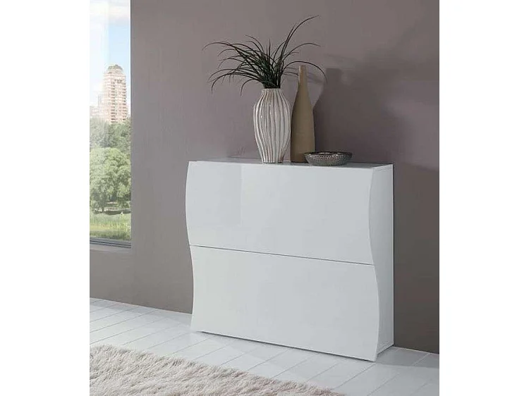 Scarpiera 2 ante L 101 x H 81.5 x P 26.6 cm 16 paia, bianco