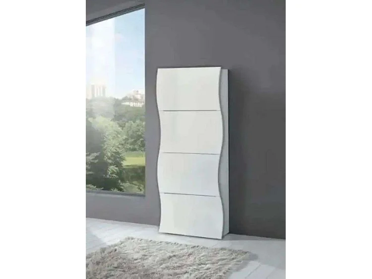Scarpiera 4 ante L 71 x H 161.4 x P 26.6 cm 24 paia, bianco