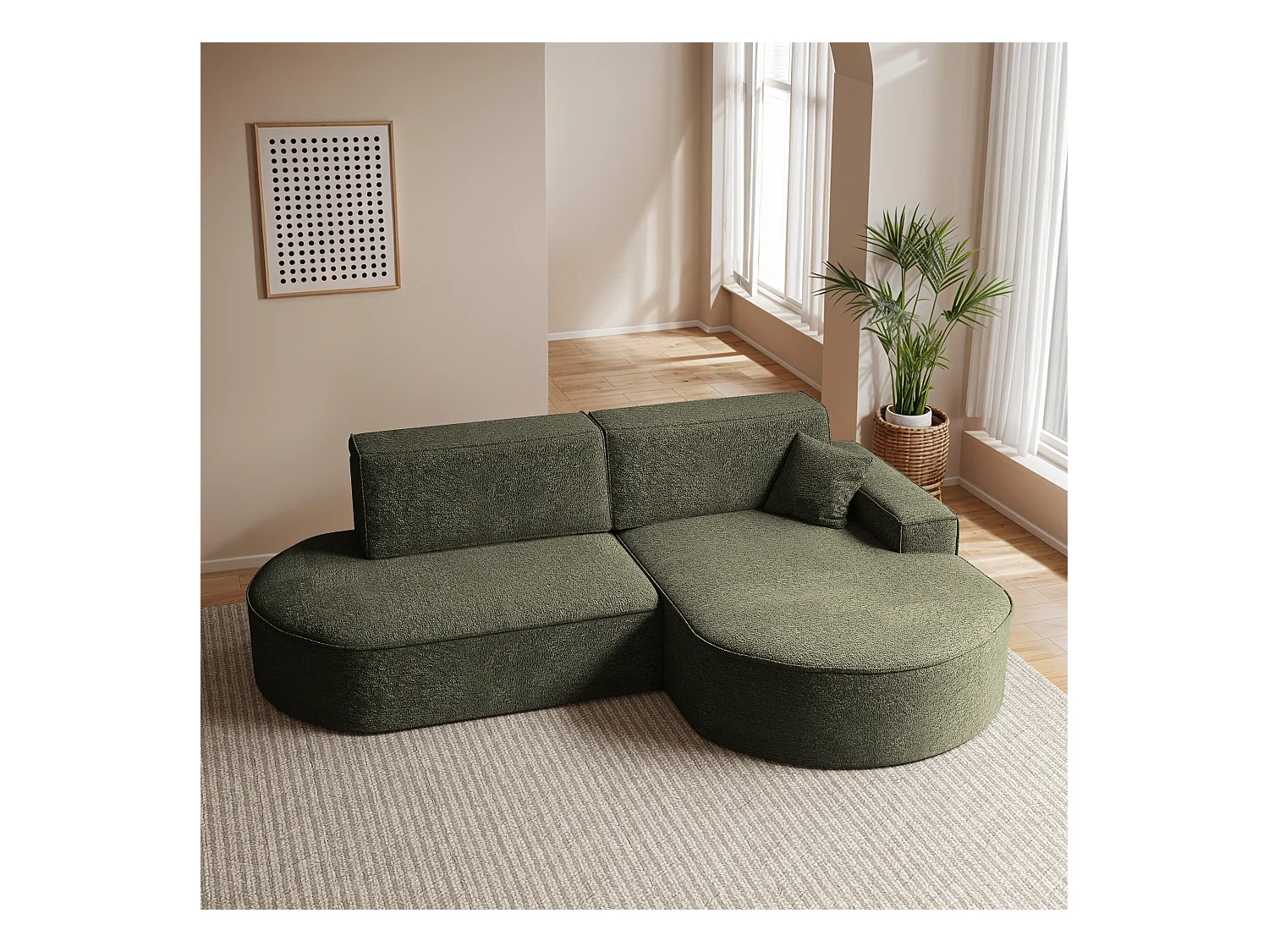 Canapé d'angle Modena Pro - confort et style dans un design moderne tissu Arena Green Right
