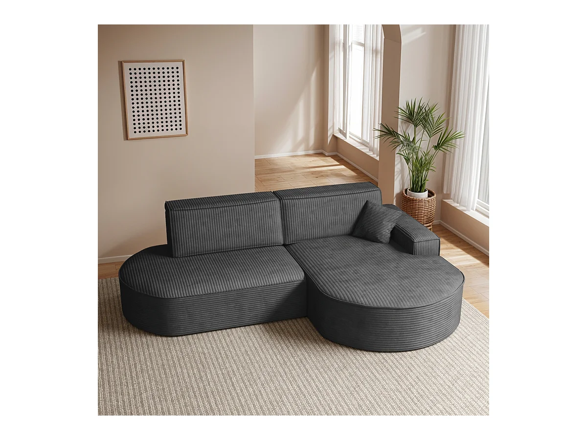 Canapé d'angle Modena Pro - Confort et style dans un tissu au design moderne Poso Graphite Right
