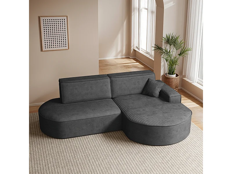 Hoekbank Modena Pro - Comfort en stijl in een moderne designstof Poso Graphite Rechts