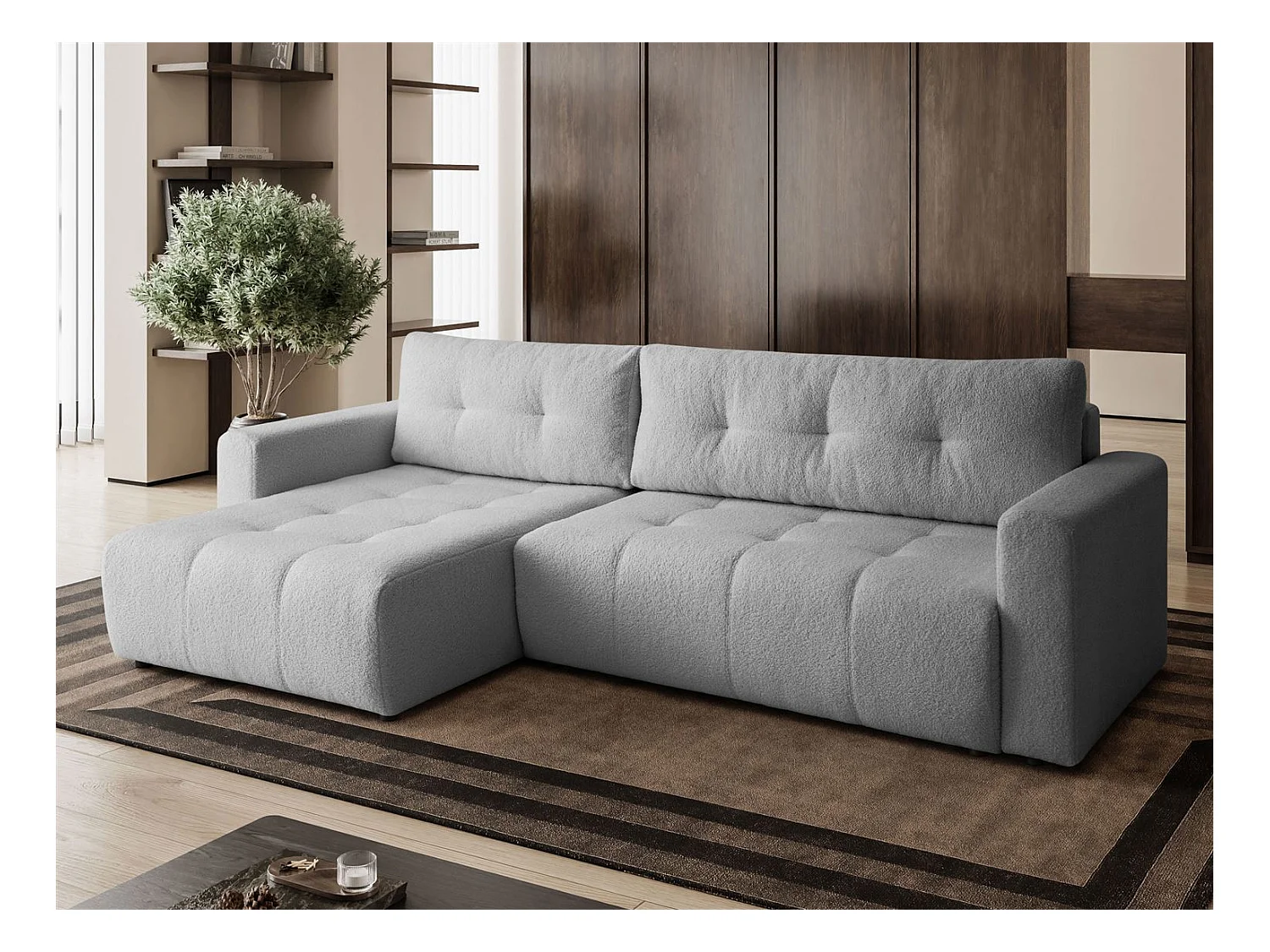 Canapé d'angle VIENNA - style, confort et fonctionnalité Gris Gauche