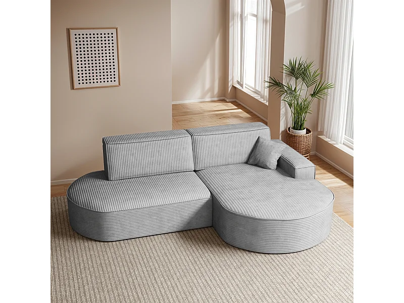 Ecksofa Modena Pro - Komfort und Stil in modernem Design stoff Poso Silber Rechts