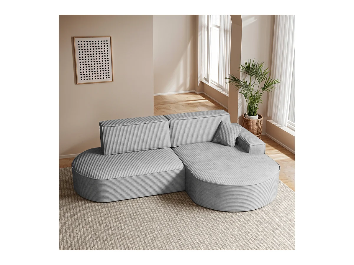 Canapé d'angle Modena Pro - confort et style dans un design moderne en tissu Poso Silver Right