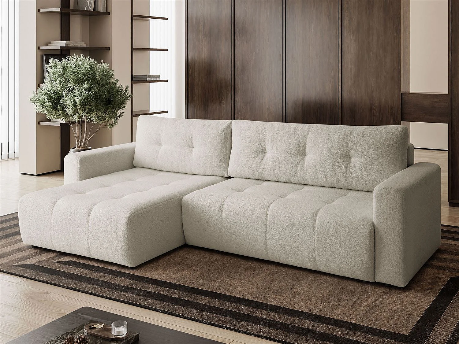 Canapé d'angle VIENNA - style, confort et fonctionnalité Écru Gauche