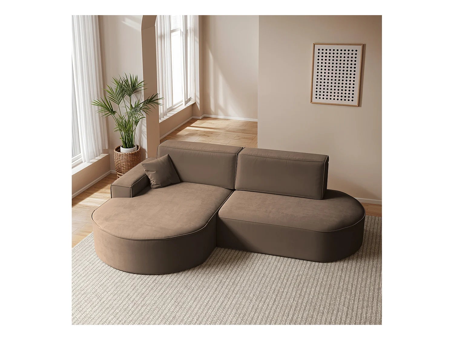 Canapé d'angle Modena Pro - confort et style dans un design moderne en tissu Salvador Dark Brown Left