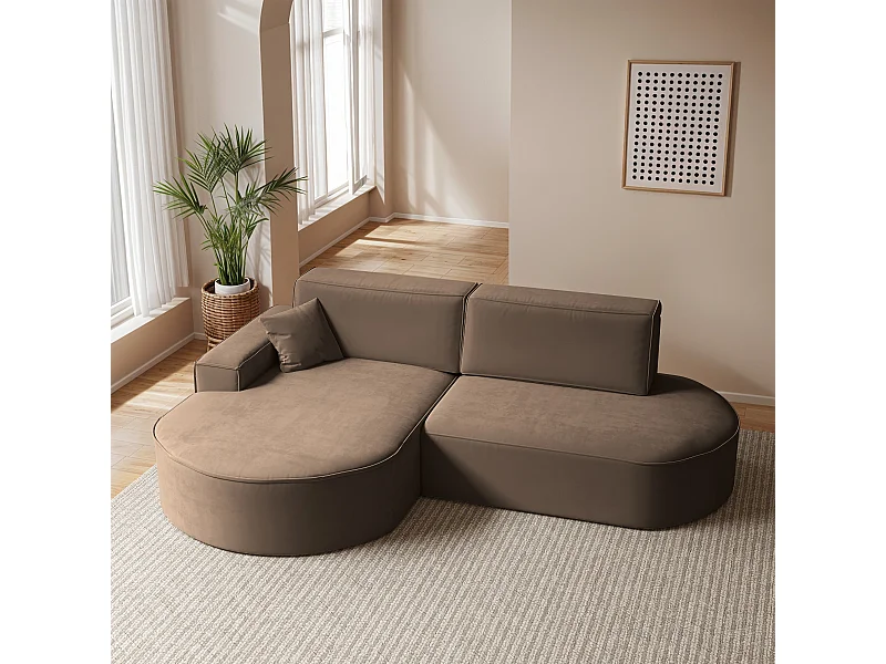 Canapé d'angle Modena Pro - confort et style dans un design moderne en tissu Salvador Dark Brown Left