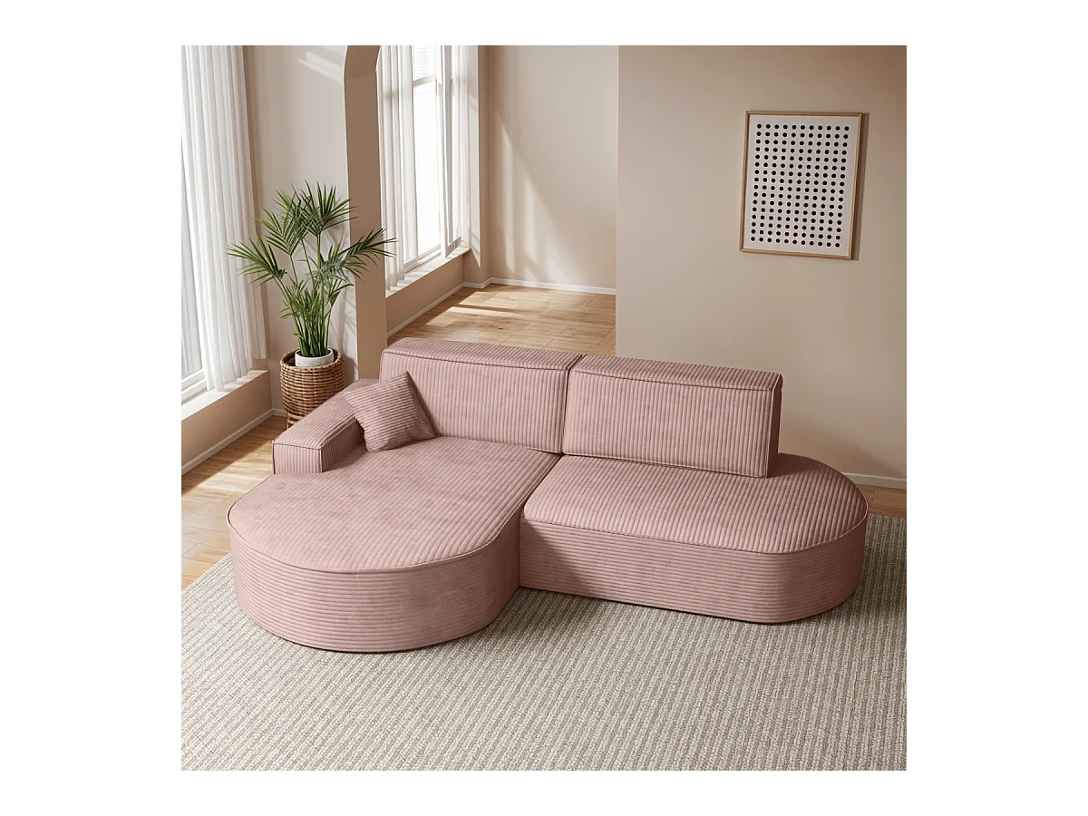 Canapé d'angle Modena Pro - confort et style dans un tissu au design moderne Poso Rosa Left