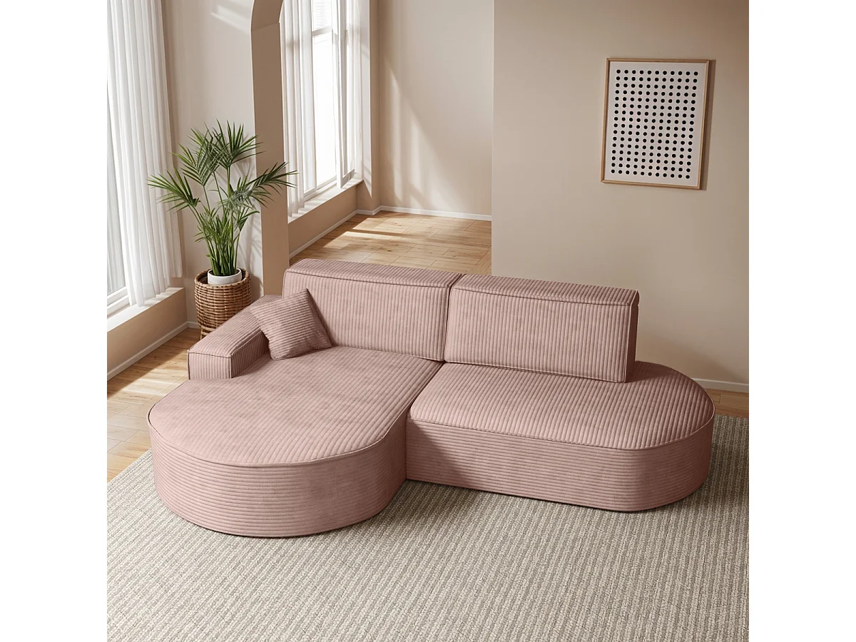 Canapé d'angle Modena Pro - confort et style dans un tissu au design moderne Poso Rosa Left