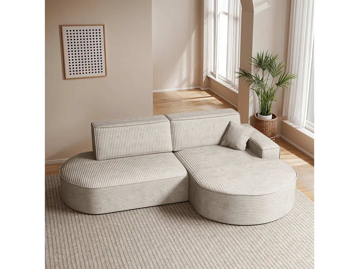 Ecksofa Modena Pro - Komfort und Stil in modernem Design stoff Poso Beige Rechts