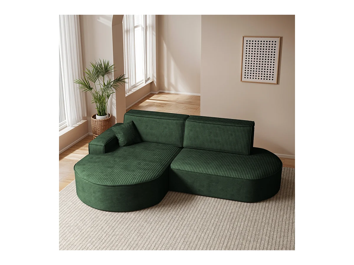 Canapé d'angle Modena Pro - confort et style dans un tissu au design moderne Poso Green Left